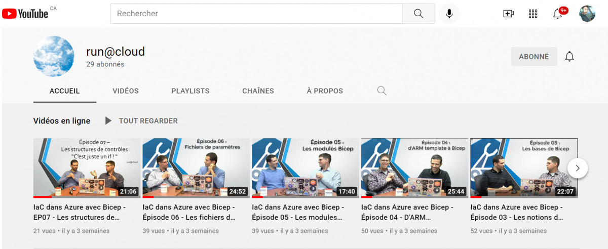 Série de formation Bicep sur Youtube